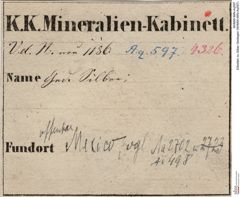 Etiketten zu Silber Gediegen (NHMW-MIN-Aq597)